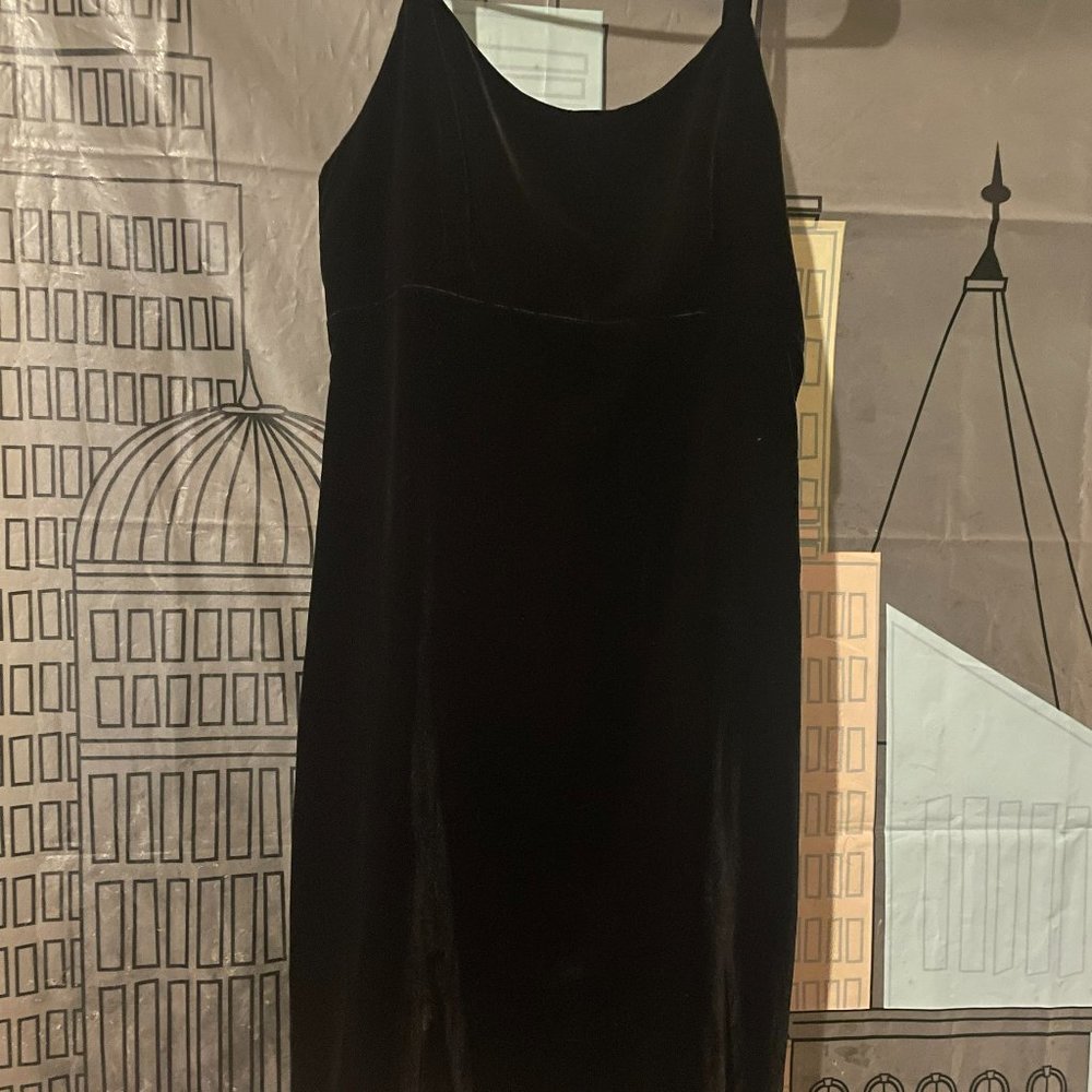 Empire Waist Velvet Little Black Dress W Spaghetti Straps, New York and Co